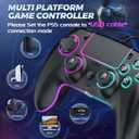 GUOC RGB Wired Controller for PS5/PS4 and PC with Hall Effect Joystick and Trigger, 3.5mm Audio Jack, Support Tubro/Ma cro Function, Adjustable Dual Vibration 6-Axis Motion Control Gamepad