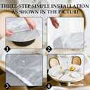 Boao 6 Pcs 60 Inch Round Plastic Fitted Tablecloth with Elastic Edge Design Waterproof Table Cover Plastic Tablecloth Protector for Thanks Giving Christmas Party Table (White)