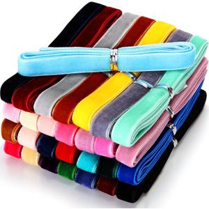 Syhood 30 Yards 3/8" Velvet Ribbon Assorted Colors Bulk for Gift Wrapping Craft DIY Hair Bow Tree Wreath Bows Door Garland Wedding Decor (Multicolor)