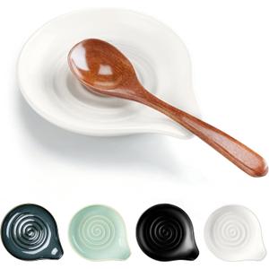 HaWare Spoon Rest for Stove Top, 5.1" Ceramic Spoon Holder for Kitchen Utensils, Coffee Spoons, Spatula, Heat-Resistant Cooking Utensil Rest for Kitchen Counter Decor, Ivory White