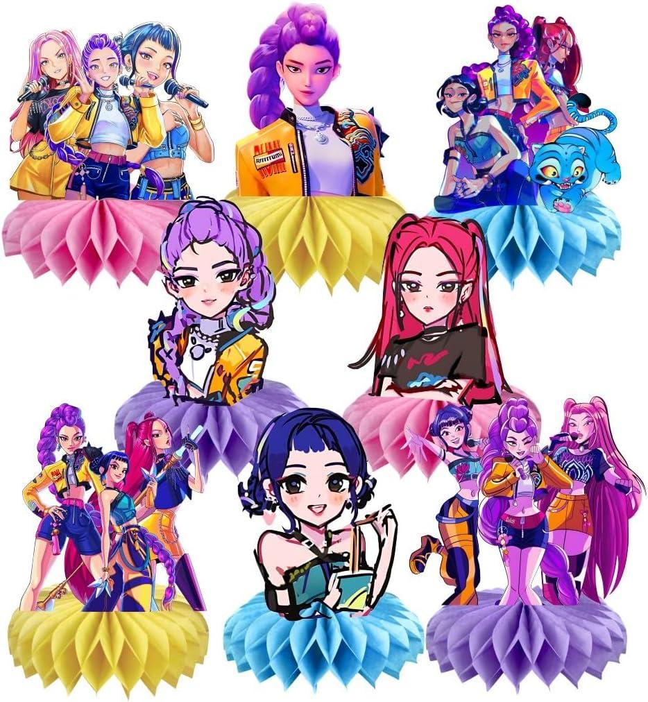 8Pcs Demon Movie Hunters Honeycomb Table Centerpiece,Demon Movie Hunters Birthday Party Supplies Table Decorations for Kids Party Decorations