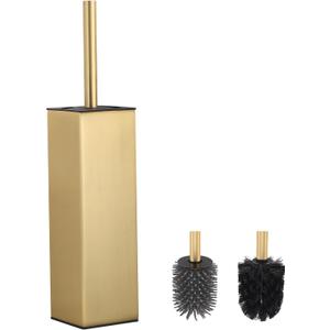 BVL Toilet Brush and Holder Set Brushed Gold Freestanding for Bathroom