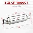 LCGP 2.5" inlet & outlet Universal Resonator, 16" Long Performance Muffler, Weld- On, Straight Through Design, Deep Tone