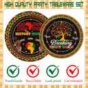 Black History Month Decorations - 96 Pcs Disposable Paper Dessert Plates Napkins Forks Tableware Decor Set BHM African American Party Supplies for Juneteenth Freedom Day Serves 24 Guests