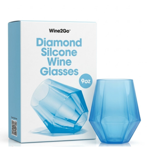 Wine2Go Diamond Silicone Wine Glasses 9oz