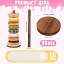 4 PCS Farmhouse Donut Stand for Dessert Table Donut Wooden Stand Bagel Stands Holder Doughnut Stands 10in Long for Wedding Birthday Parties Decorations Supplies, Reusable