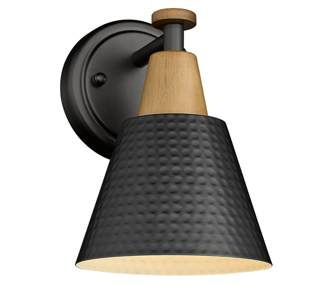 FEMILA Black Wall Sconces, Rustic Industrial Wall Lamps, 1-Light Sconces Wall Lighting with Hammered Metal Shade, Bathroom Vanity Light Fixture for Bedroom Living Room Kitchen,4FG59B BK