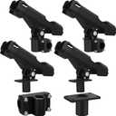 Threlaco Fishing Rod Holder for Boat Adjustable Rod Racks with Side Mount Bulk Swivel Pole Holders for Boats with Combo Mount, Fishing Accessories, Black