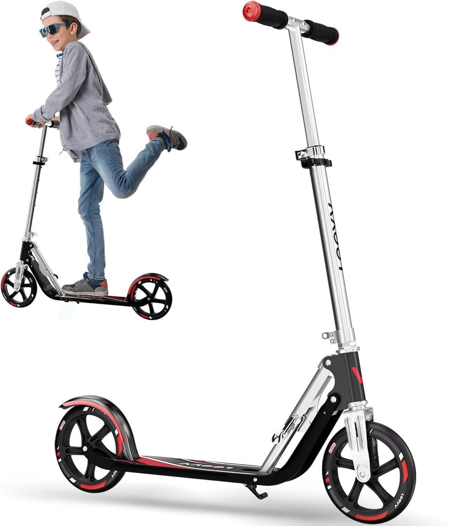 Scooter for Kids 6-12 & Adults | Adjustable Height, Foldable, Lightweight Aluminum Frame | Holds Up to 220lbs | Smooth Ride on Any Terrain | Big Wheel Scooter (red) Scooter for Kids 6-12 & Adults | Adjustable Height, Foldable, Lightweight Aluminum Frame | Holds Up to 220lbs | Smooth Ride on Any Terrain | Big Wheel Scooter (red)