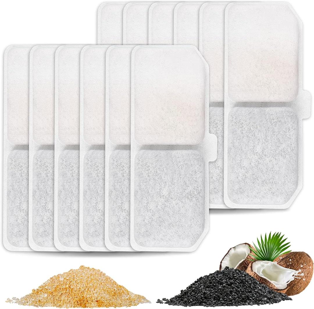 Cat Water Fountain Filters, 12 Pack Pet Filter Replacement Charcoal Filters Compatible with Cat Water Dispenser