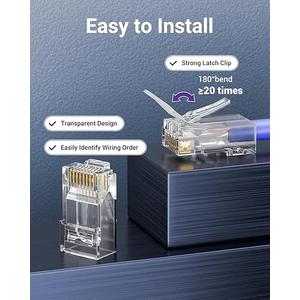 VCE 25-Pack UL Listed Cat6 RJ45 Pass Through Connectors, Cat 6/Cat 5e RJ45 Ethernet Modular Plugs Ends Gold Plated for 23-26AWG Solid or Stranded UTP Network Cable 1000Mbps Support PoE