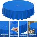 CXPSINC 16 Pack Premium Disposable Plastic Tablecloth 84" Round Table Cover for Birthdays Weddings Christmas Anniversary (Blue)