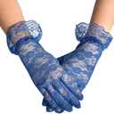 3 x ALVOGIMOR Lace Gloves for Women Wedding Tea Party, Evening Short Courtesy Gloves for Opera,1920s Party,Costume Accessory (Blue)
