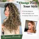 Aisaide Clip in Hair Extensions, 4PCS 16 inch Curly Hair Extensions Short Curly Lace Weft Extension Clip Ins Invisible Natural Hairpieces for Women,Ombre Chocolate Brown