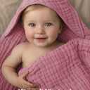 Baby Girl Bath Towels, 100% Muslin Cotton Hooded Baby Towels for Newborn, 2 Pack Baby Towels with Hood for Infant Toddler and Kids, Large 32x32Inch Bath Essentials, Soft and Absorbent