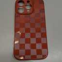 NITITOP Compatible with iPhone 16 Pro Case Cute Aesthetic Checkerboard Checkered Pattern for Women Girl Trendy Slim Fit TPU Silicone Shockproof Full Camera Protection Cover - Wine Red