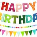 Pre-Strung Happy Birthday Banner - Felt Ball Garland Happy Birthday Decorations Sign,Rainbow Colorful Party Decor for Women Men Kids