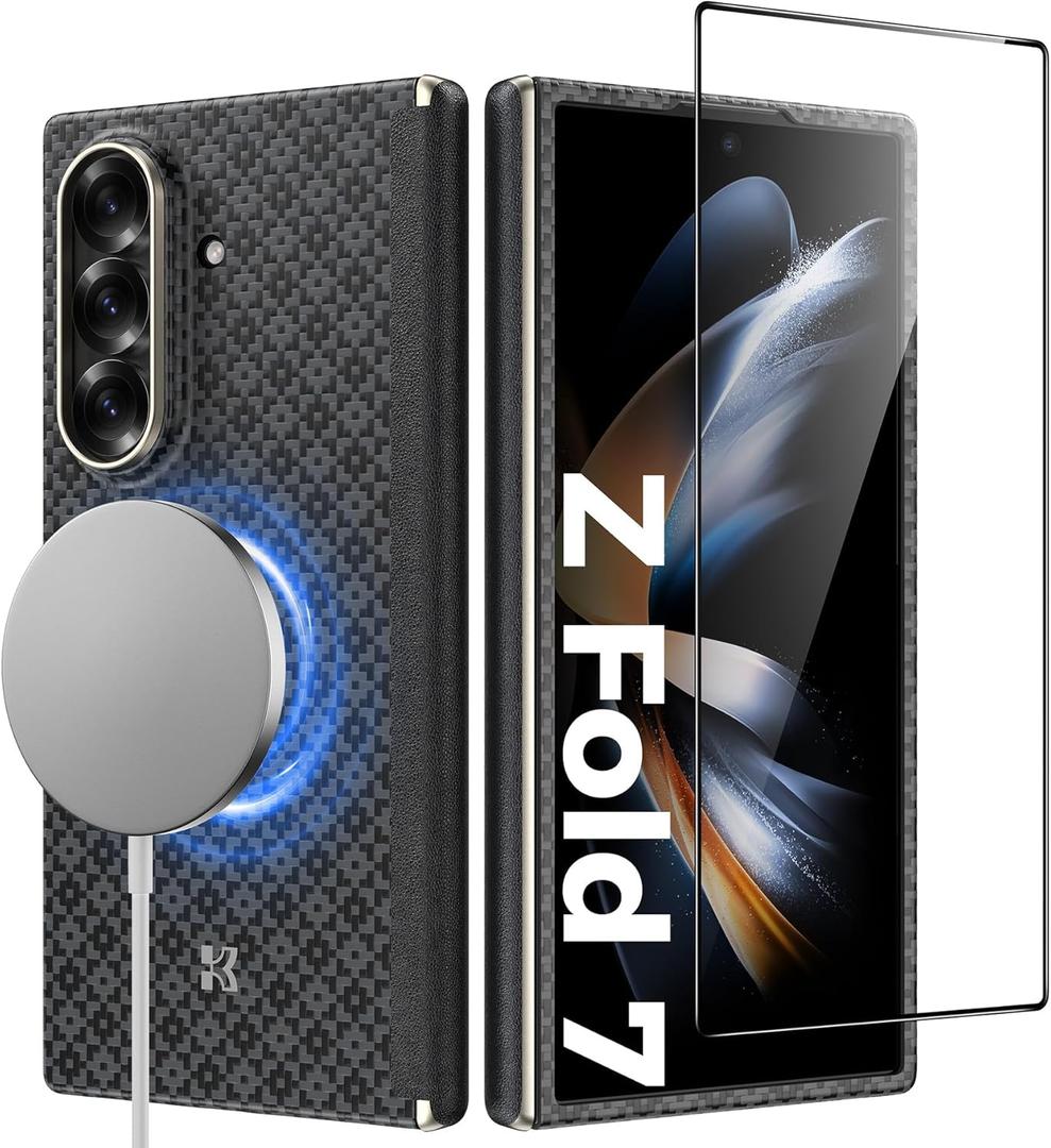 BENKS for Samsung Galaxy Z Fold 7 Case with Screen Protector, MagSafe-Compatible Kevlar Case, Hinge Protection Shockproof Magnetic Phone Case for Z Fold 7, ArmorGrid ArmorAir Grand Combo