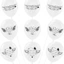 30pcs Happy Birthday in Heaven Balloons Decorations,Helium Balloons 12"for Condolence Funeral Anniversaries,and Memorial Services(White)