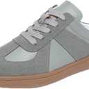 NEWBELLA Women's No Heel Sneakers Mule Shoes Vintage Suede Slip On Casual Low-top Flat Shoes Comfortable Lace Up Closed-Toe Walking Shoes (Blue-Gray, Adult, Women's, 7, Digital, US Shoe System, Medium(Medium))