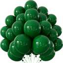 Dark Green Balloons - Forest Green Balloons 12 Inch Round Latex Balloon with Ribbons Shiny Party Balloon for Christmas Birthday Football Baby Shower Jungle Safaril Theme Party Supplies, 50Pcs