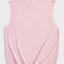Men's Tropical Sleeveless Beach Tank Top Crew Neck Cut Off Vacation Summer Tanks (Pink, XL)