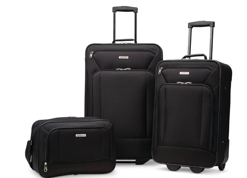 American Tourister Fieldbrook XLT Softside Upright Luggage, Black, 3-Piece Set (BB/DF/21/25) Black