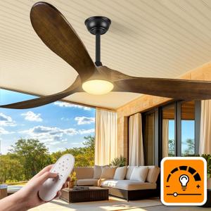 Haipeel 52 Inch Outdoor Ceiling Fans with Lights, Dimmable Solid Wood Ceiling Fan with Light and Remote Control 3 Blades Rustic Propeller Ceiling Fans for Patios Indoor Bedroom, Oil Rubbed Bronze