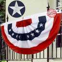 American Pleated Fan Flag Buntings for Outside 2x4- Heavy Duty USA Patriotic Bunting Banner Flags with Embroidered Stars and 3 Brass Grommets 4th of July Memorial Day Party Outdoor Decoration