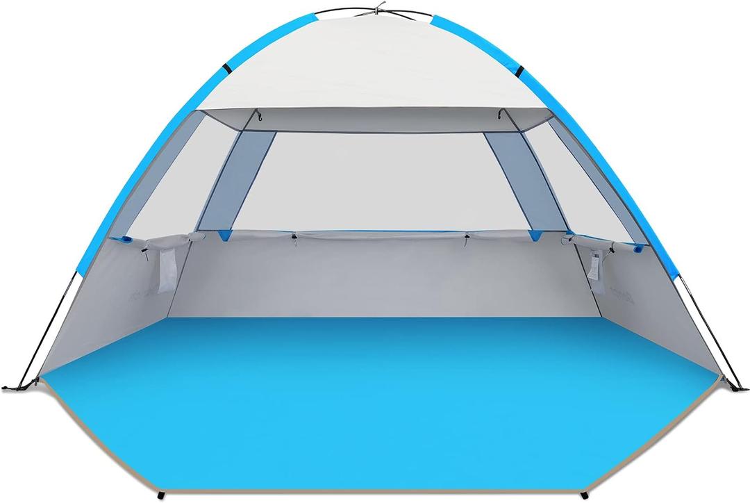 Gorich Beach Tent Sun Shelter for 4 Person with UPF 50 UV Protection, Lightweight & Easy Setup Beach Shade Canopy, Portable Beach Shade Tent Beach Cabana, 4 Person