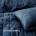 Oli Anderson Velvet Quilt Set King Size - Lightweight Bedspread Coverlet - Soft Velvet Comforter Set - Reversible Quilted Bedding Set for All Seasons - Navy Blue - 3 PCS (1 Quilt, 2 Pillow Shams)