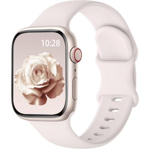 Sport Silicone Band Compatible with Apple Watch Bands 40mm 38mm 41mm 44mm 45mm 46mm 42mm 49mm for Women Men, Soft Wristband Water-proof Strap for iWatch Bands Series 11 10 9 8 7 6 5 4 3 2 1 Ultra SE (Light Blush)