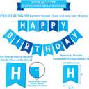 Blue Birthday Decorations Kit - 16-Piece Set with Pre-Strung Happy Birthday Banner, Honeycomb Balls, Garland & Swirls | Blue Theme Party Supplies for Men Boys Kids, Teens Adults
