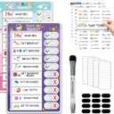 Upgraded 2 in 1 Bedtime/Morning Routine Chart - Magnetic Chore Chart, Cute Visual Schedule Board, Dry Erase Checklist for Kids & Toddlers