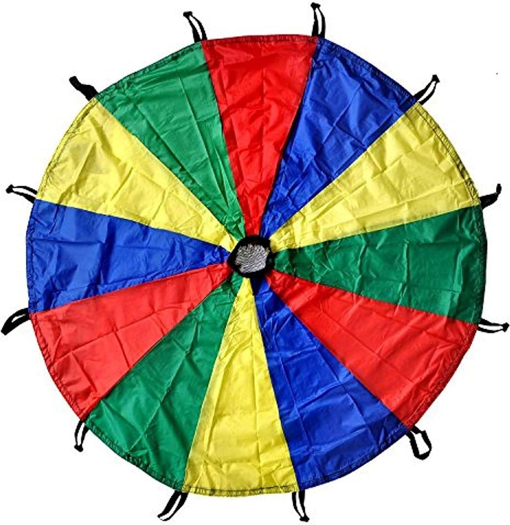 GSi Kids Play Parachute Toy 30 feet with Handles and Carry Bag for Cooperative Play and for Upper-Body Strength | Multi-Colored