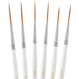 6 Pcs Fine Point Liner Cake Painting Brush Set Cake Brushes Fine Detail Paintbrushes for Cookie Decorating, Icing Pastry, Glitter, Watercolor, Acrylic