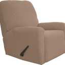 Easy-Going Recliner Stretch Sofa Slipcover Sofa Cover 4-Pieces Furniture Protector Couch Soft with Elastic Bottom Spandex Jacquard Fabric Small Checks(Recliner,Camel) Large