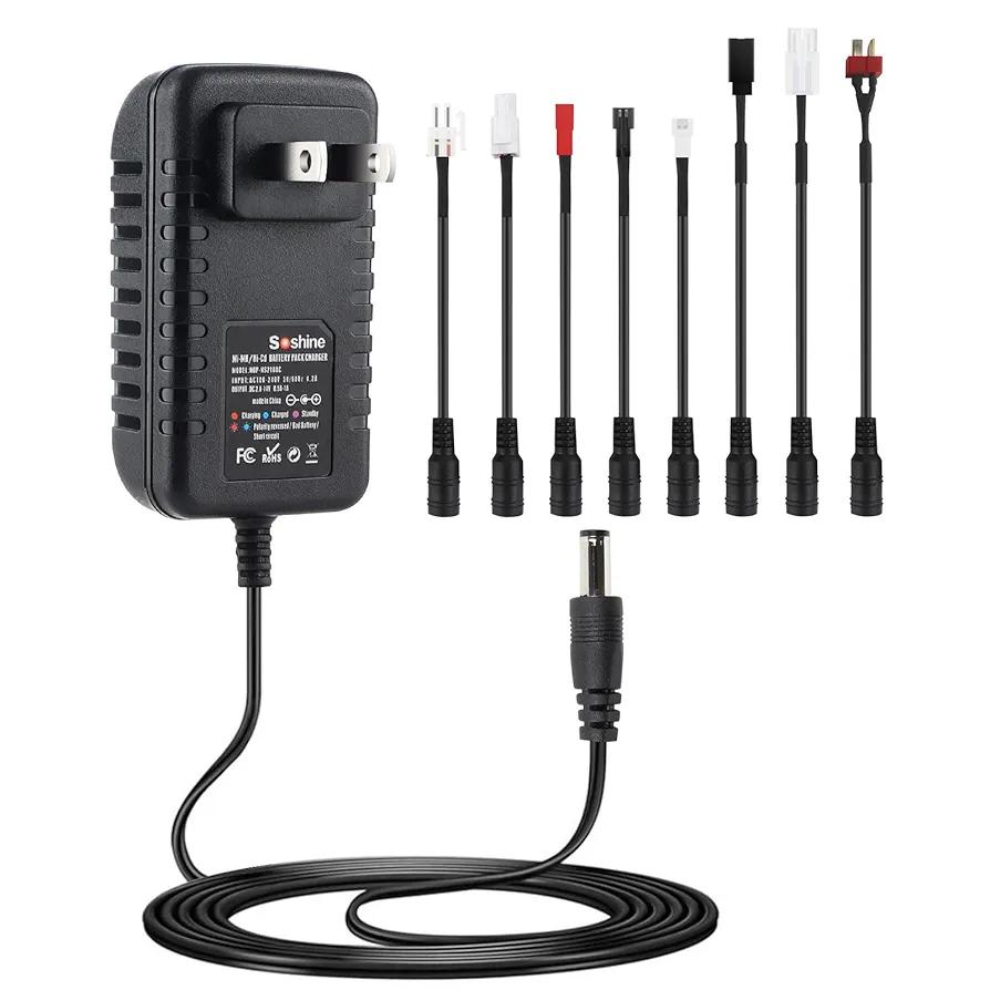 RC Battery Charger for 4.8V 7.2V 8.4V 9.6V NiMH/NiCD Battery, RC Car Charger for 2.4V-12V NiMH/NiCD B attery Pack(NOT for LiPO Battery)