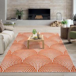 GlowSol Large Area Rugs 8x10 Rug for Living Room Artistic Country Rug Washable Rug Modern Low Pile Modern Rug Farmhouse Throw Rugs Non Slip Area Rugs Bedroom Rug Home Office, Orange