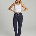 Real Essentials 3 Pack: Women's Fleece Cargo Sweatpants, Open Bottom Lounge & Athletic Casual Pants with Pockets - Set 5,L (L)