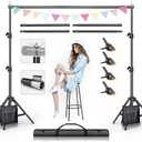 BEIYANG Backdrop Stand, 7.5 FT x 10 FT Adjustable Photography Background Support System Kit with Carrying Bag for Photo Video Studio