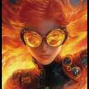 MTG Card Sleeves 100CT (Flame Girl), Matte Art Card Sleeves, Matte Back & Clear Front, 66x92mm