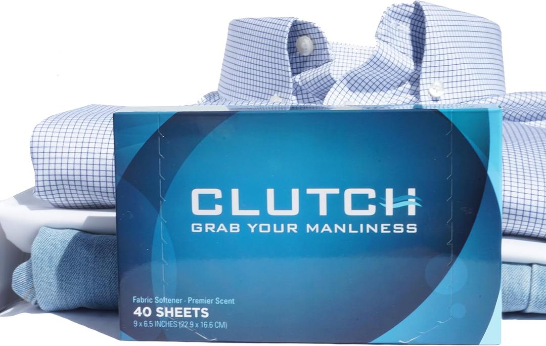 Clutch Men's Dryer Sheets, Fabric Softener for Men, 40 Count Box