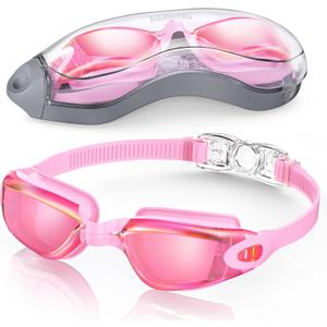 Aegend Swim Goggles, Swimming Goggles No Leaking Full Protection Adult Men Women Youth (Light Pink)