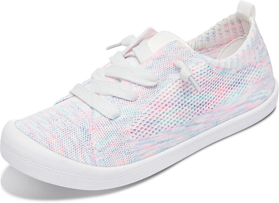 ALTOCIS Women's Knit Slip On Sneakers Ladies Elastic Low Top Flats Lightweight Breathe Mesh Fashion Sneakers Cute Flying Woven Loafers (8, Purple)