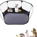 Small Animals Playpen, Portable Pop-up Open Interactive Pet Tent, Indoor Outdoor Fence for Rabbits, Guinea Pig, Hamster, Chinchillas, Kittens, Puppies (Black)