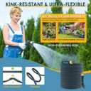 Non-Expandable Garden Hose 100 FT, Lightweight Hose with 10 Function Spray Nozzle, Kink-Free Flexible Water Hose, Durable, Leak-Proof, 360° Swivel Connectors, Portable Storage Strap