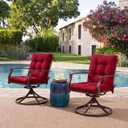 Tufted High Back Chair Cushions Set of 2, 42''x21'' Outdoor Seat and Back Chairs Cushions for Patio Furniture, Water Resistant Patio Tufted Replacement Cushion Rocking Seat Pads with Ties (Red)
