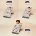 Ergobaby Evolve 3-in-1 Bouncer Seat for Babies and Toddlers 5.5-25lbs - Multi Position Baby Rocker Seat with Adjustable Heights, Secure Harness, Newborn Insert - Grey