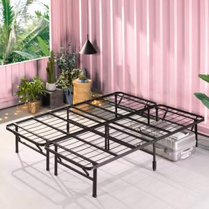 Zinus SmartBase Tool-Free Assembly Mattress Foundation, 14 Inch Metal Platform Bed Frame, No Box Spring Needed, Sturdy Steel Frame, Underbed Storage, Black, Cal King, California King